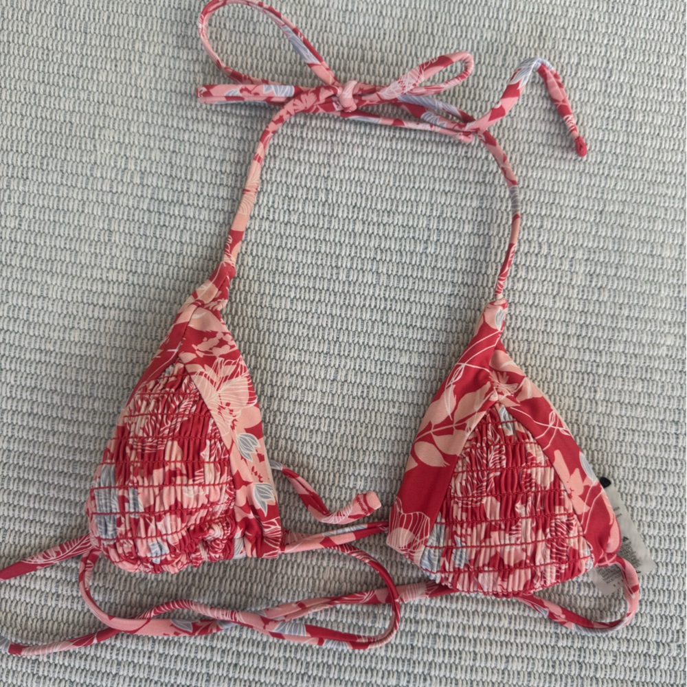 Rusty Red Floral Bikini Top